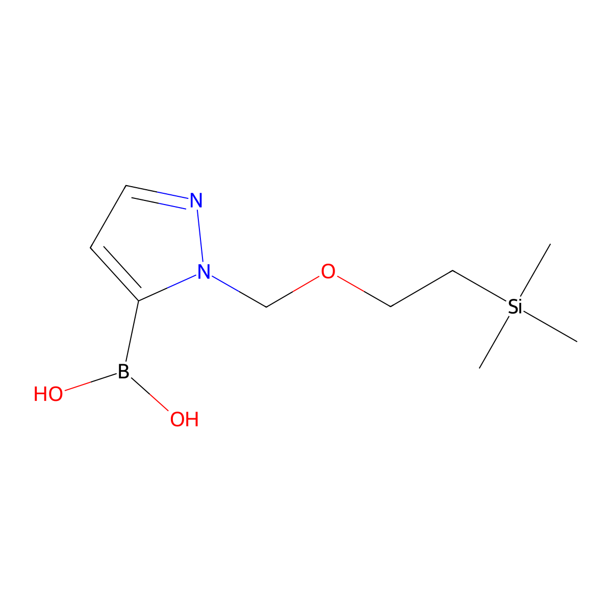 (1-((2-(Trimethylsilyl)ethoxy)methyl)-1H-pyrazol-5-yl)boronic acid molecular structure, CAS 188978-71-4