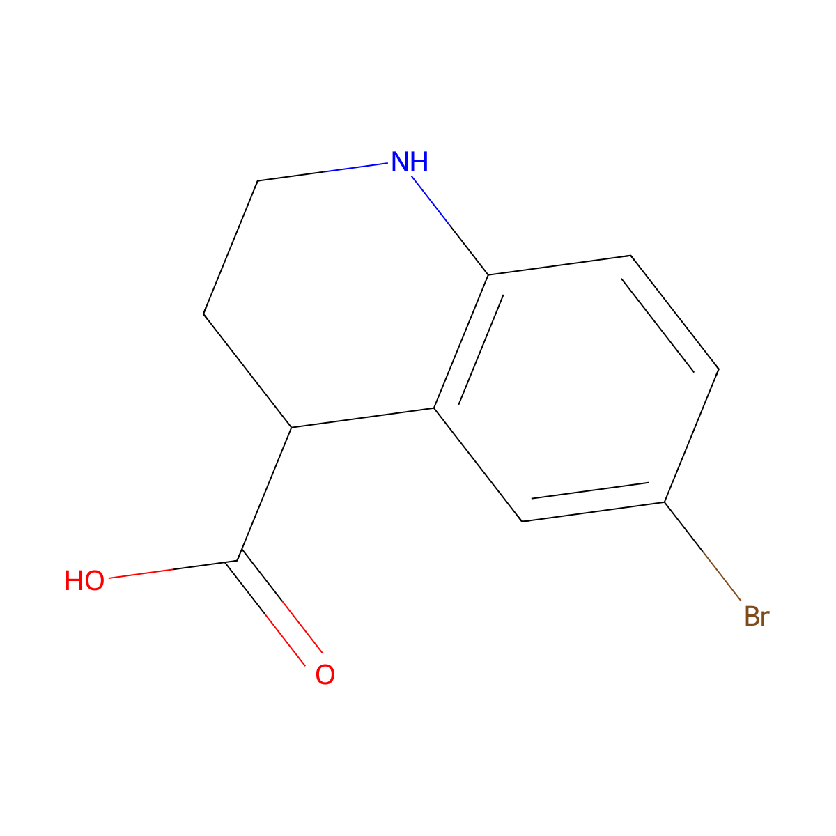 6-Bromo-1,2,3,4-tetrahydroquinoline-4-carboxylic acid molecular structure, CAS 1889780-38-4