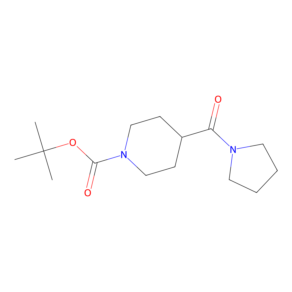 1-Boc-4-(pyrrolidinocarbonyl)piperidine molecular structure, CAS 188979-06-8