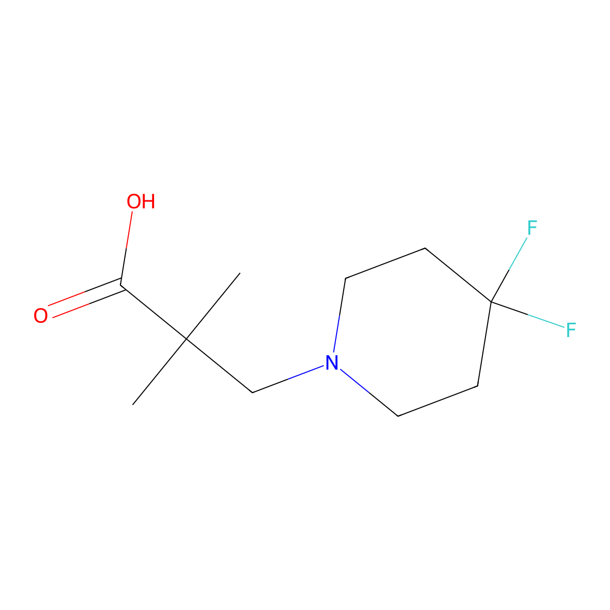 3-(4,4-Difluoropiperidin-1-yl)-2,2-dimethylpropionic acid molecular structure, CAS 1889794-96-0