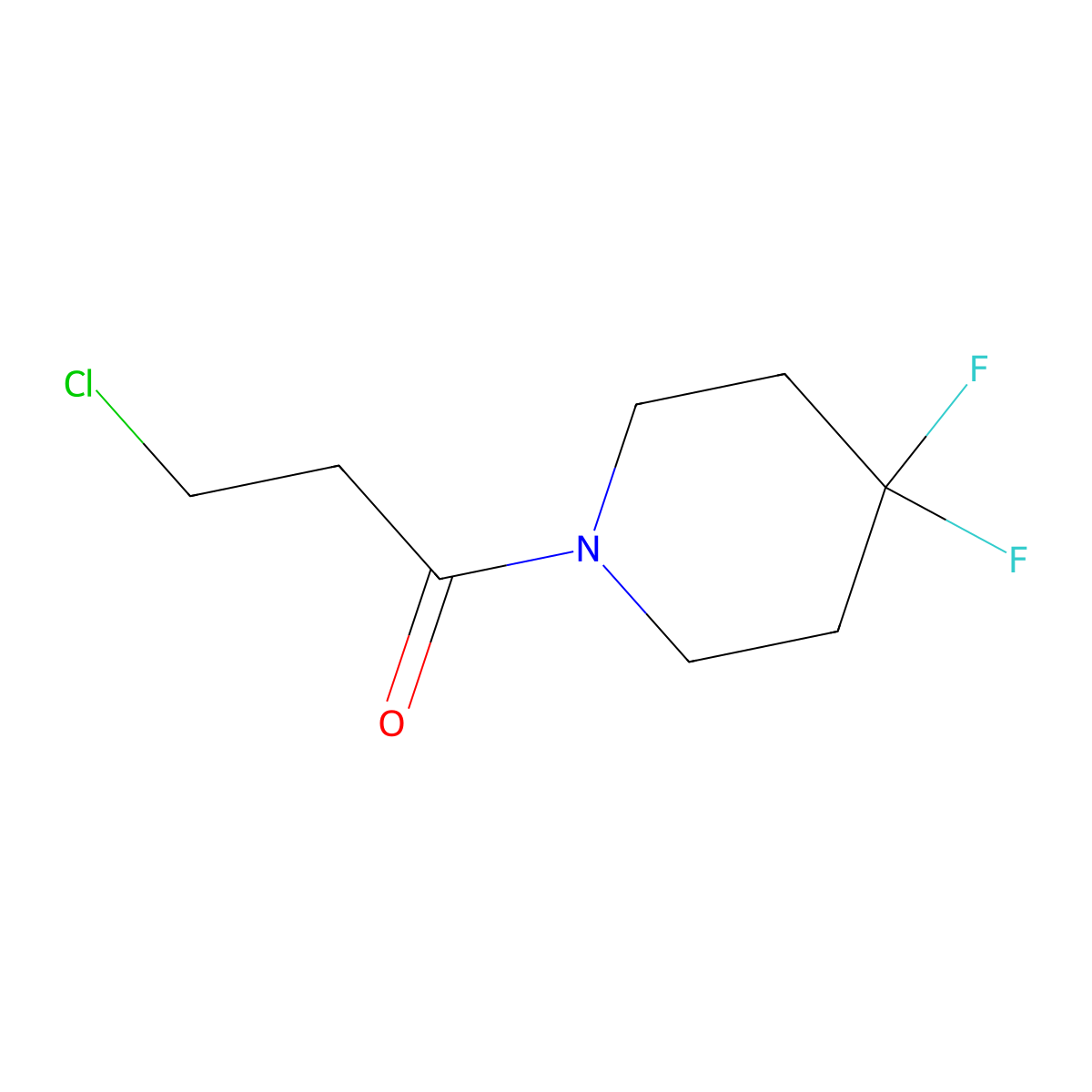 3-Chloro-1-(4,4-difluoropiperidin-1-yl)propan-1-one molecular structure, CAS 1889798-62-2