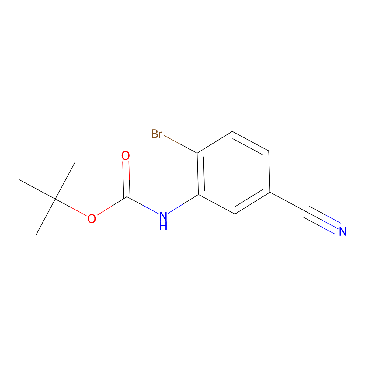 tert-butyl N-(2-bromo-5-cyanophenyl)carbamate molecular structure, CAS 1889801-72-2