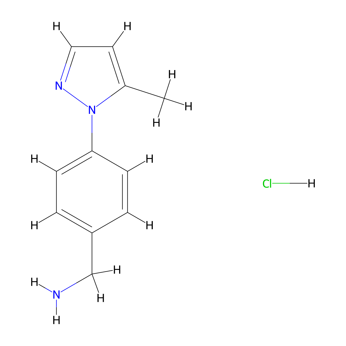 [4-(5-methyl-1H-pyrazol-1-yl)phenyl]methanamine hydrochloride molecular structure, CAS 1889804-67-4