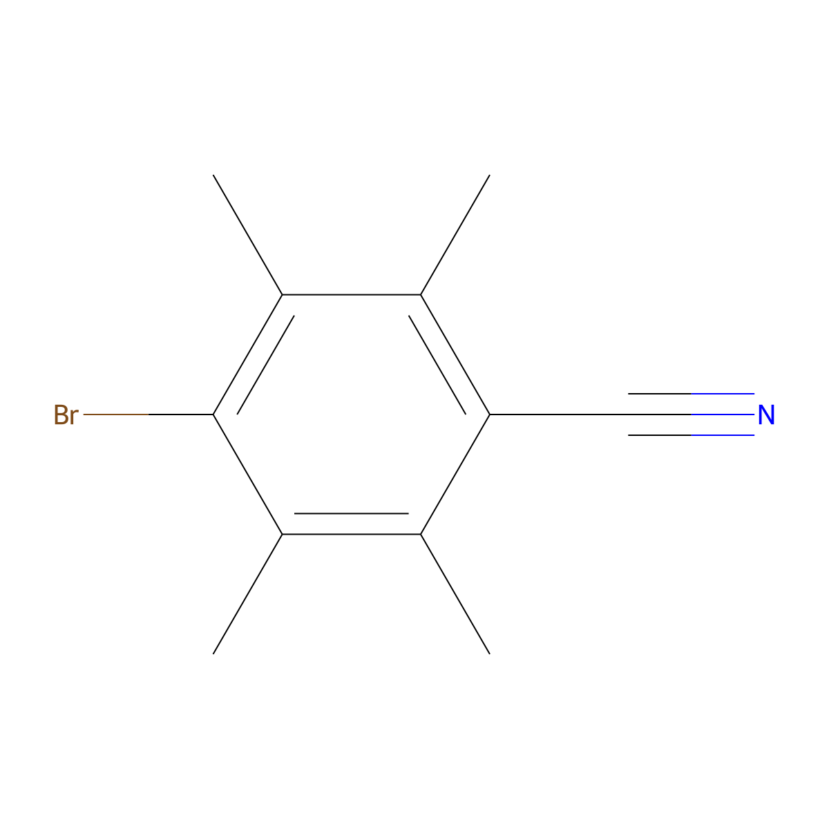 4-Bromo-2,3,5,6-tetramethylbenzonitrile molecular structure, CAS 188984-14-7