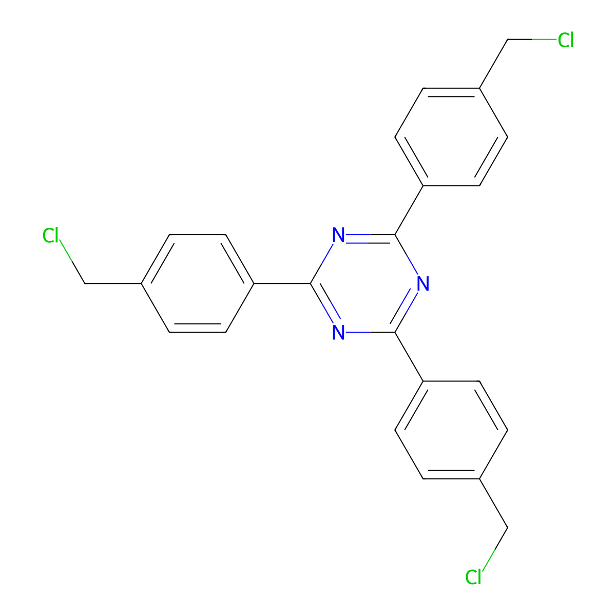 2,4,6-Tris[4-(chloromethyl)phenyl]-1,3,5-triazine molecular structure, CAS 188984-66-9