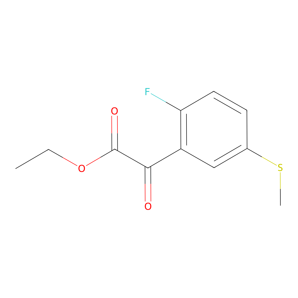 Ethyl 2-(2-fluoro-5-(methylthio)phenyl)-2-oxoacetate molecular structure, CAS 1889869-87-7