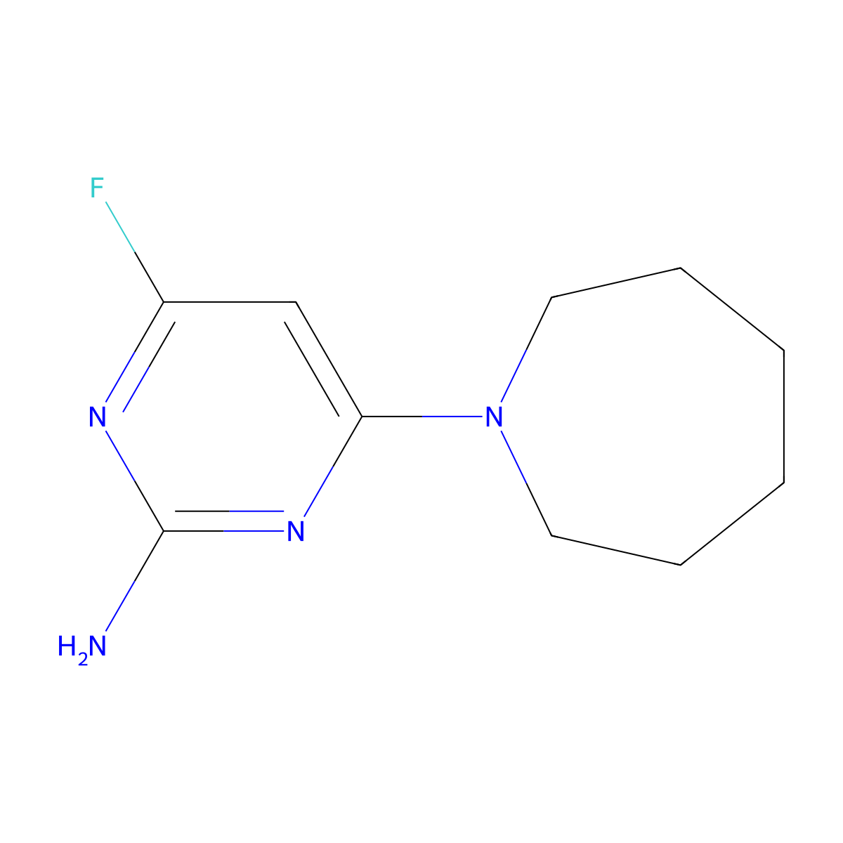 4-Azepan-1-yl-6-fluoropyrimidin-2-amine molecular structure, CAS 188987-82-8