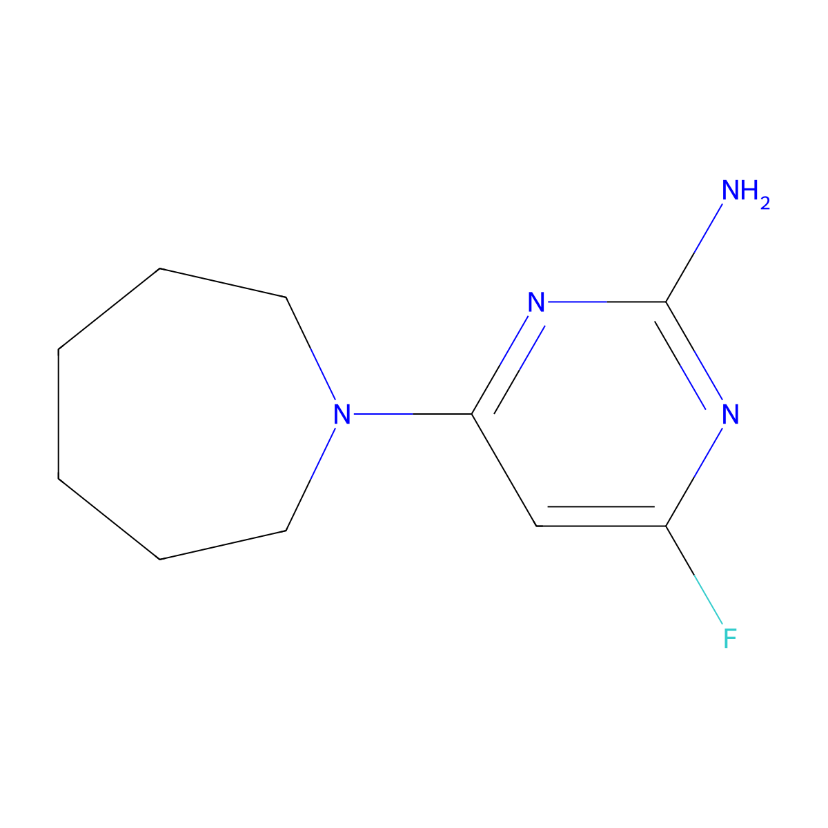 4-Azepan-1-yl-6-fluoropyrimidin-2-amine molecular structure, CAS 188987-82-8