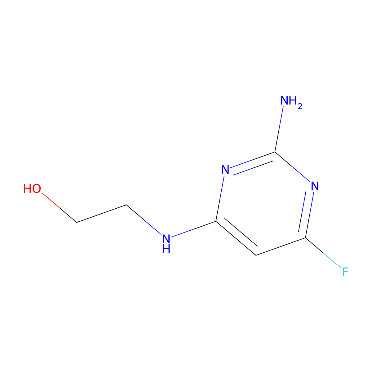 2-[(2-Amino-6-fluoropyrimidin-4-yl)amino]ethanol molecular structure, CAS 188987-84-0