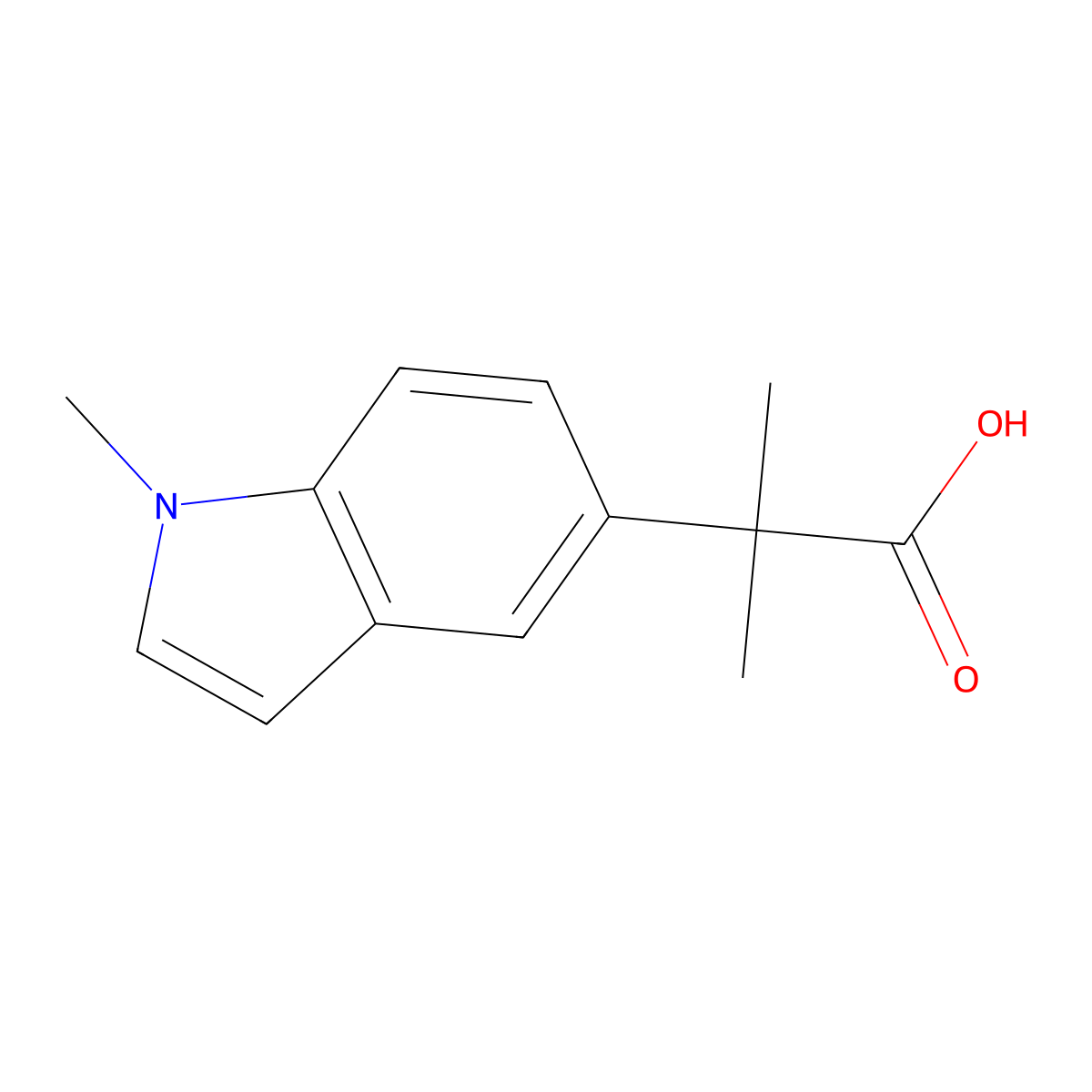 2-methyl-2-(1-methyl-1H-indol-5-yl)propanoic acid molecular structure, CAS 1889873-40-8