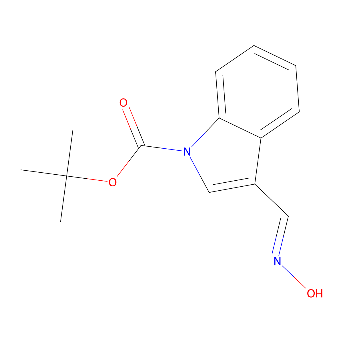 tert-Butyl 3-((hydroxyimino)methyl)-1H-indole-1-carboxylate molecular structure, CAS 188988-43-4
