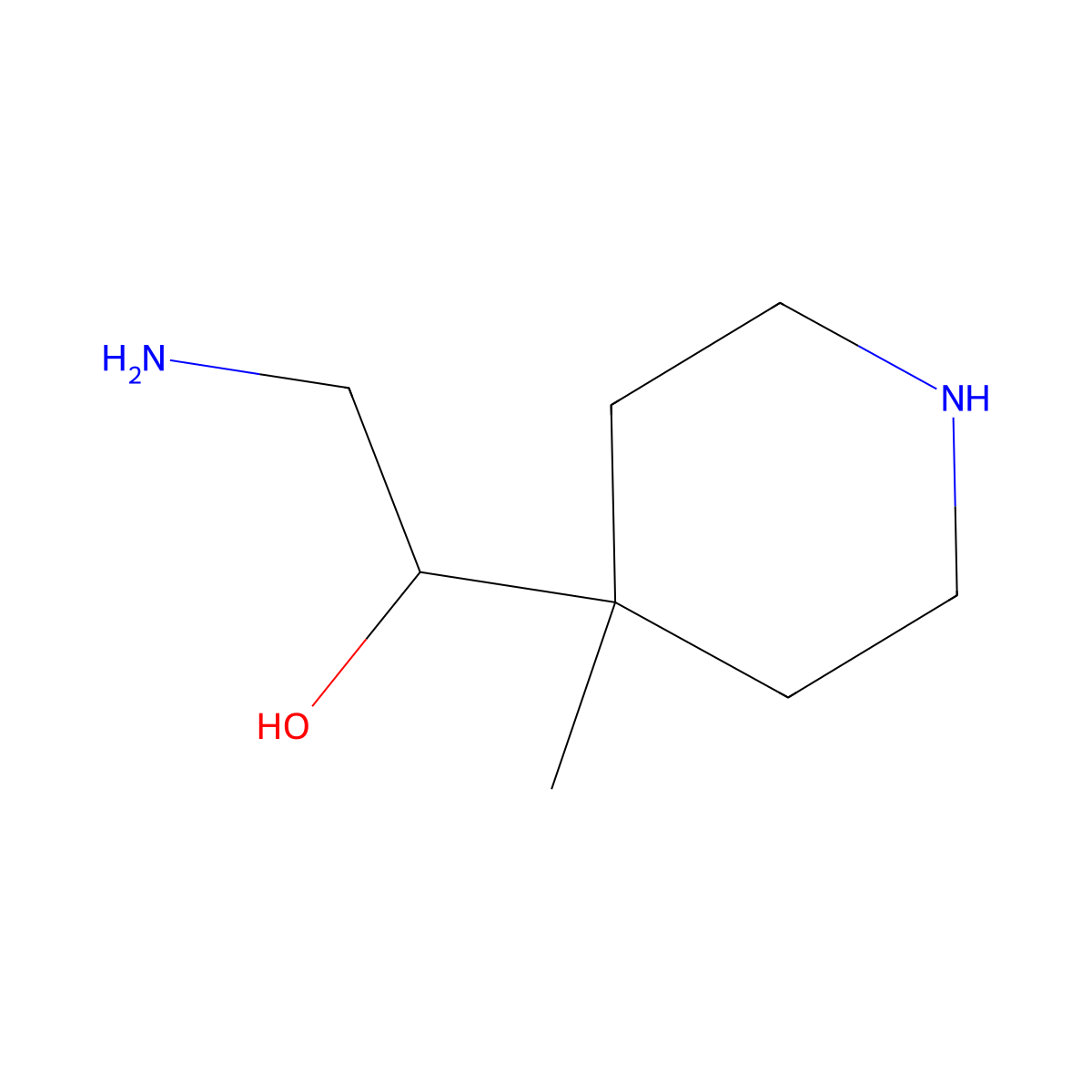 2-Amino-1-(4-methylpiperidin-4-yl)ethan-1-ol molecular structure, CAS 1889884-38-1