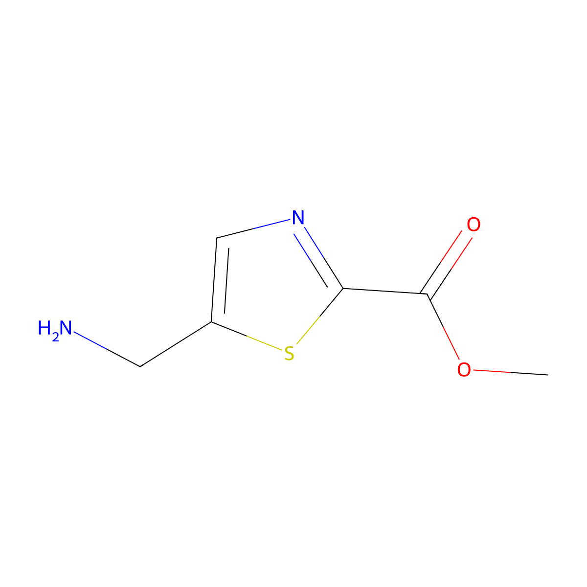 Methyl 5-(aminomethyl)-1,3-thiazole-2-carboxylate molecular structure, CAS 1889887-30-2