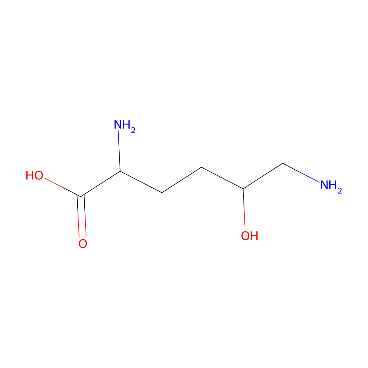 (2R,5R)-2,6-diamino-5-hydroxyhexanoic acid molecular structure, CAS 18899-31-5