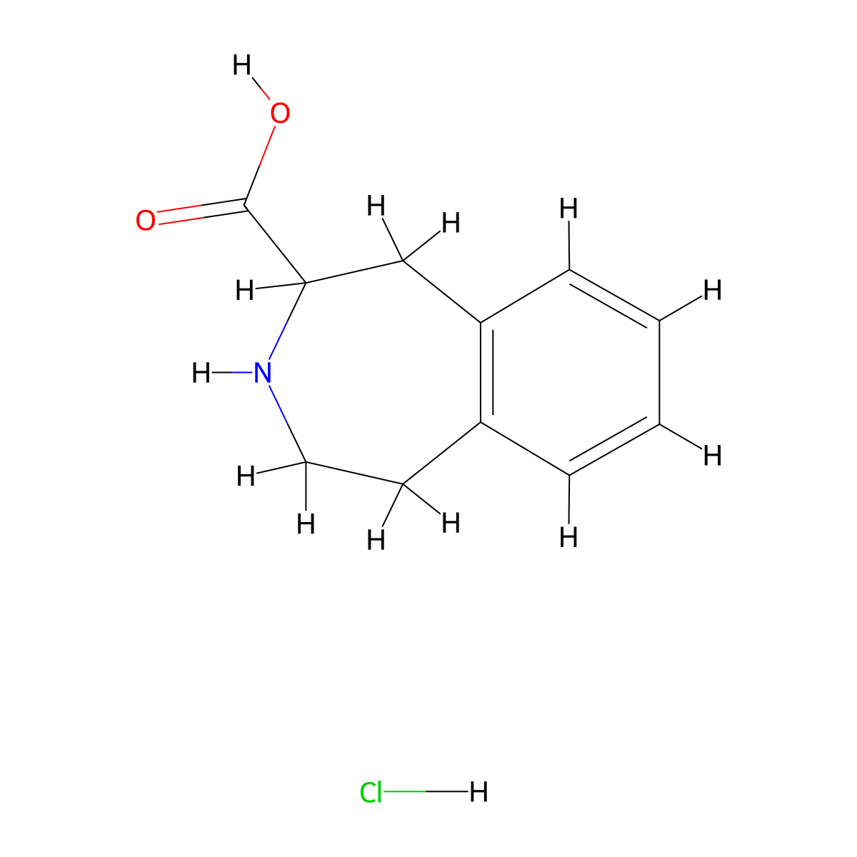 2,3,4,5-tetrahydro-1H-3-benzazepine-2-carboxylic acid hydrochloride molecular structure, CAS 188990-16-1