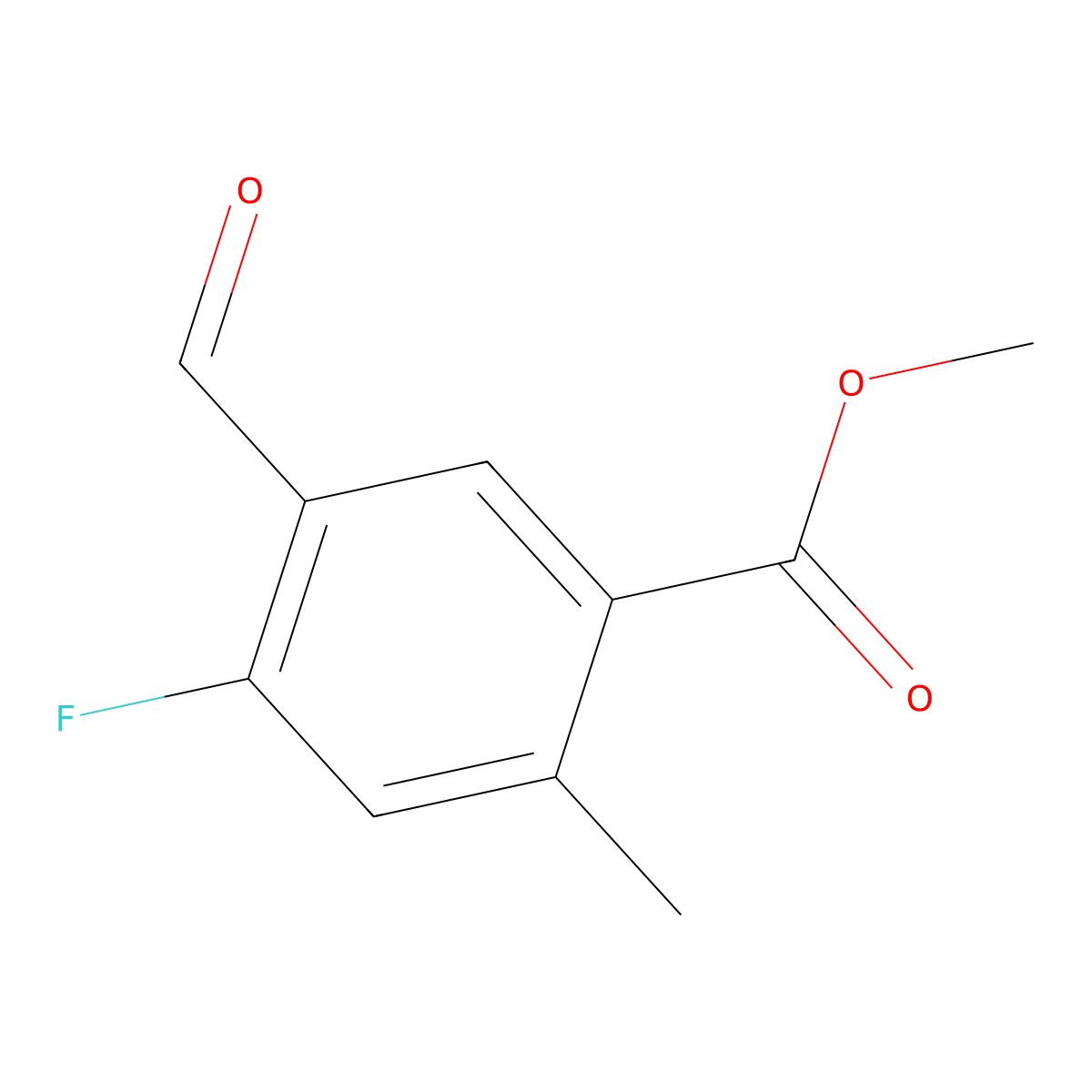 Methyl 4-fluoro-5-formyl-2-methylbenzoate molecular structure, CAS 1889914-37-7