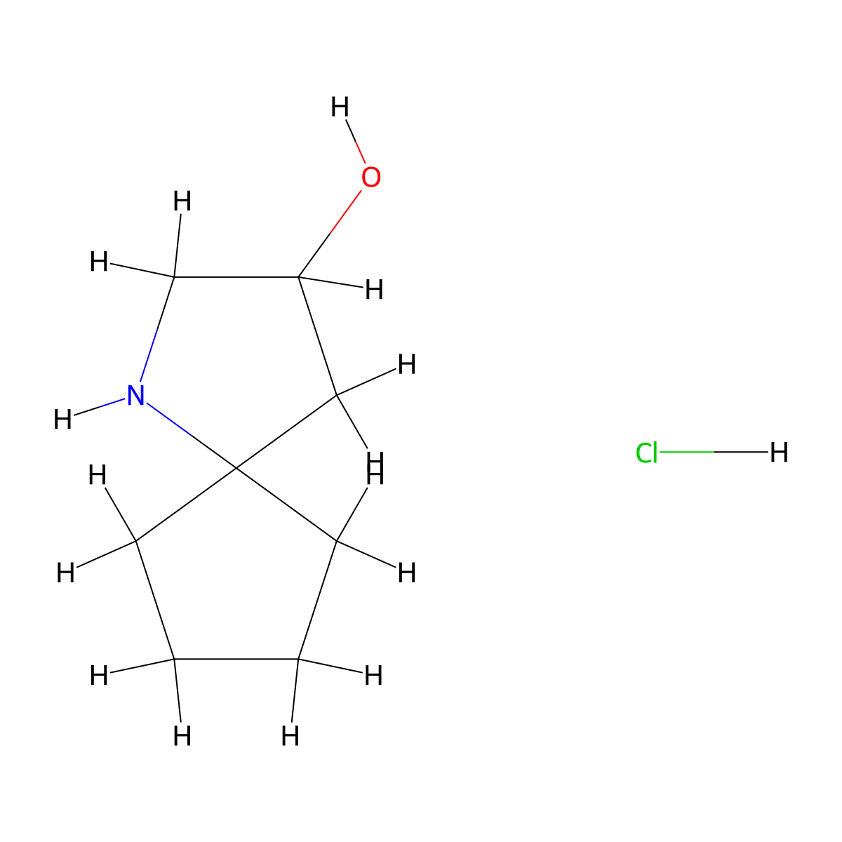 1-Azaspiro[4.4]nonan-3-ol hydrochloride molecular structure, CAS 1889940-05-9