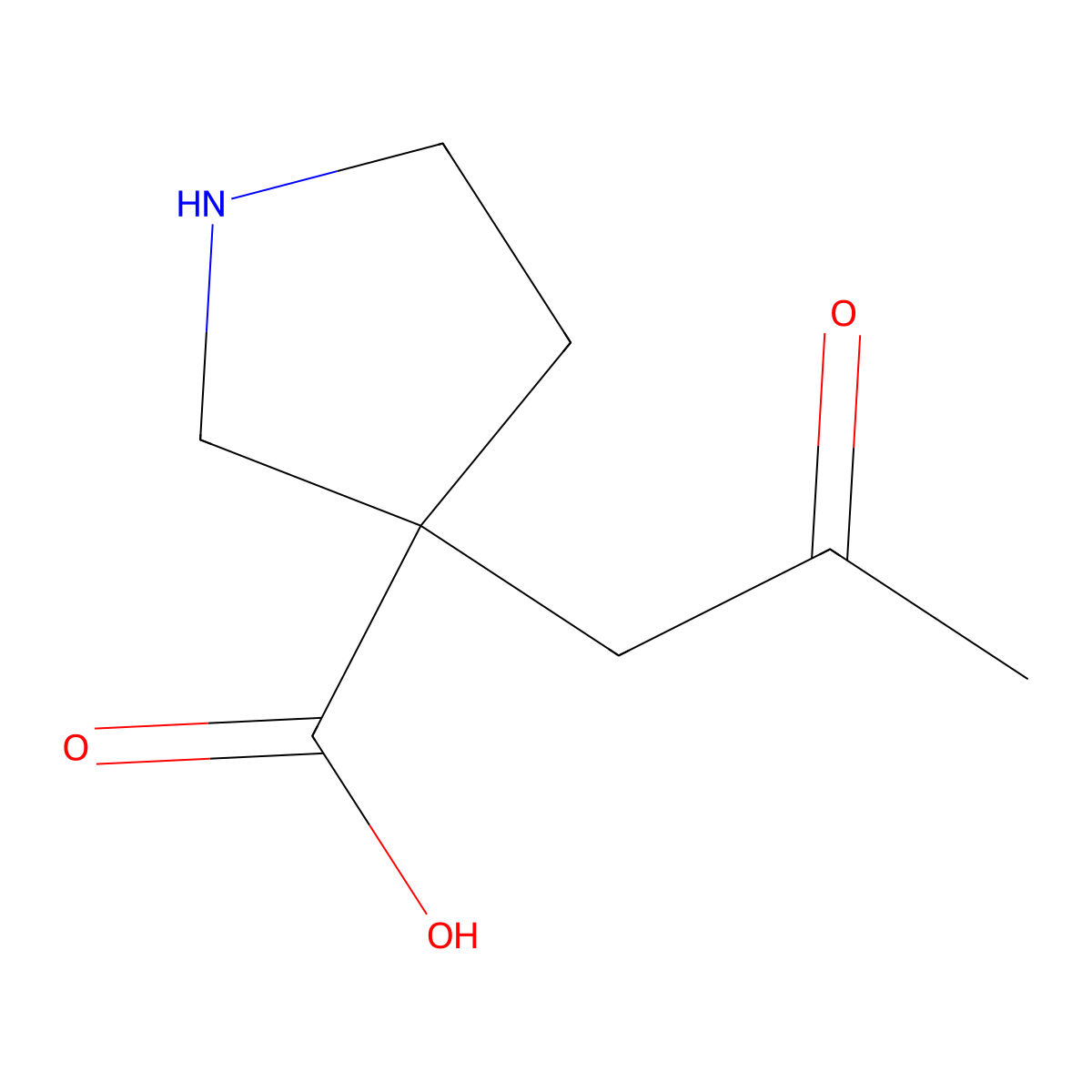 3-(2-Oxopropyl)pyrrolidine-3-carboxylic acid molecular structure, CAS 1889940-11-7