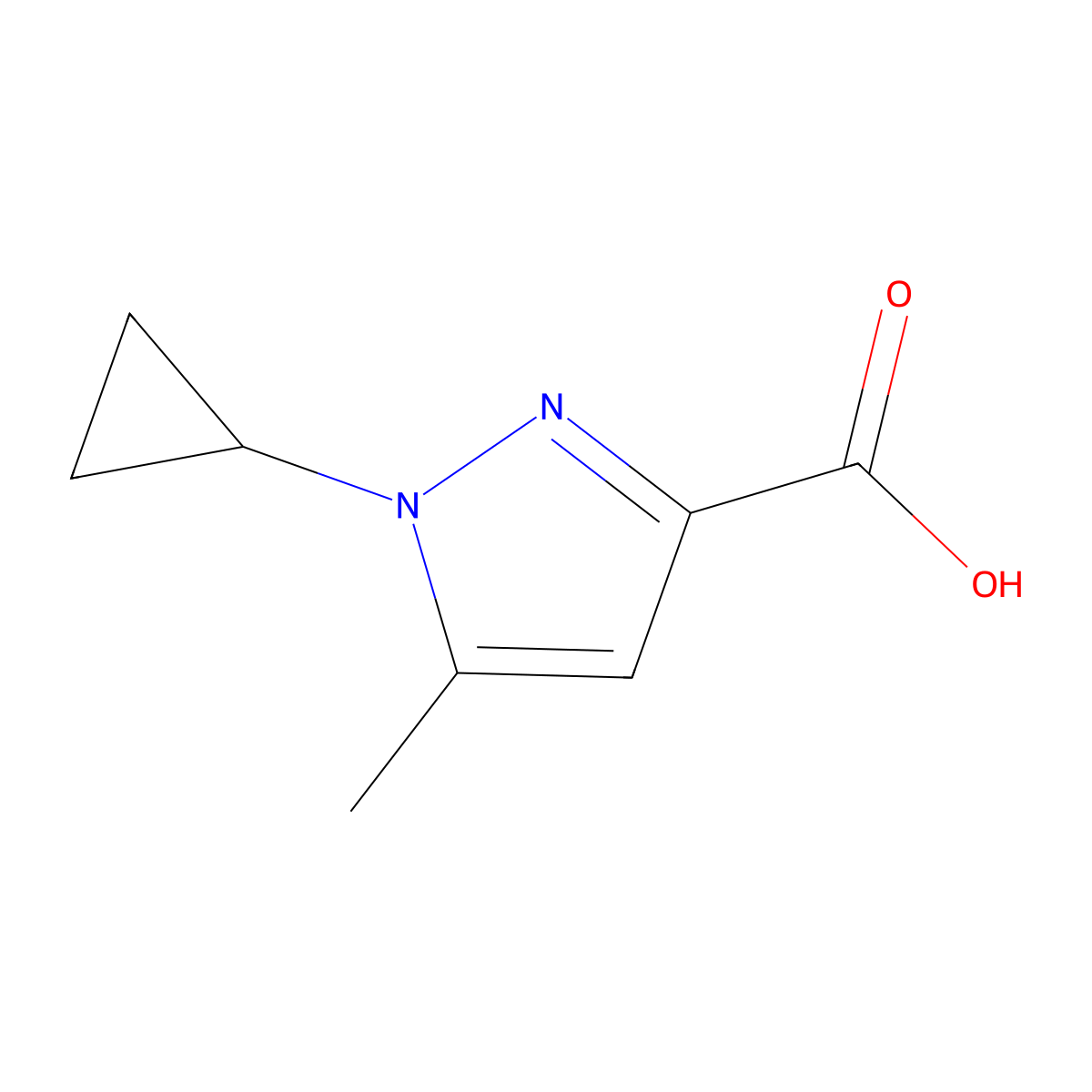 1-Cyclopropyl-5-methyl-1H-pyrazole-3-carboxylic acid molecular structure, CAS 1889940-76-4