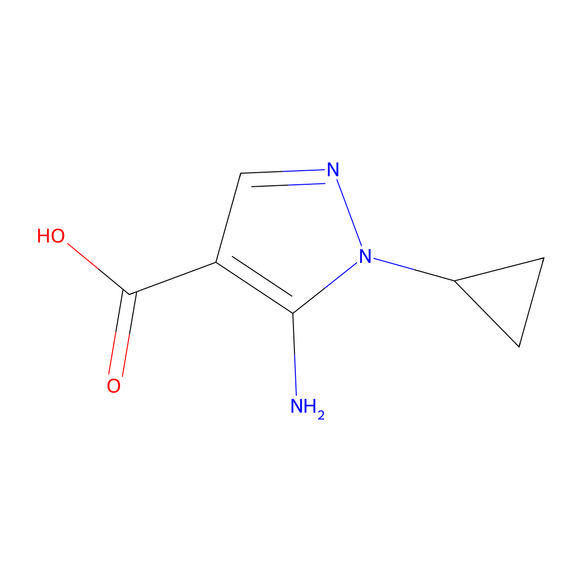 5-Amino-1-cyclopropyl-1H-pyrazole-4-carboxylic acid molecular structure, CAS 1889941-03-0
