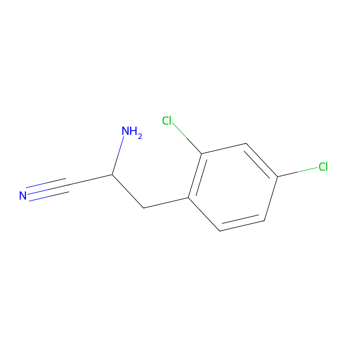 2-Amino-3-(2,4-dichlorophenyl)propanenitrile molecular structure, CAS 1889970-48-2