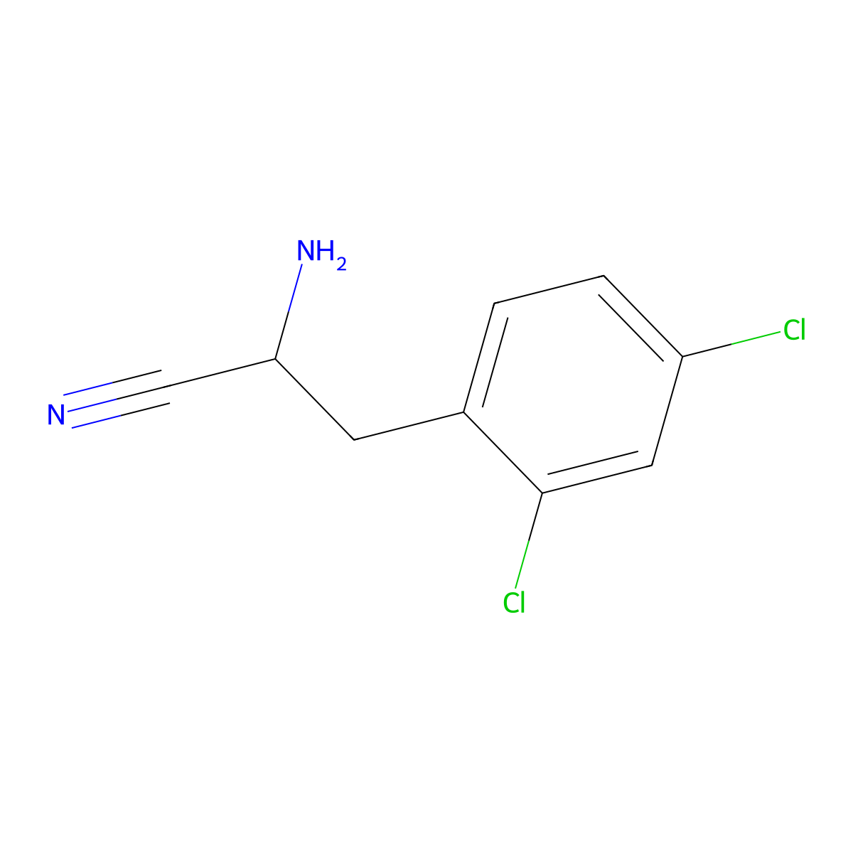 2-Amino-3-(2,4-dichlorophenyl)propanenitrile molecular structure, CAS 1889970-48-2