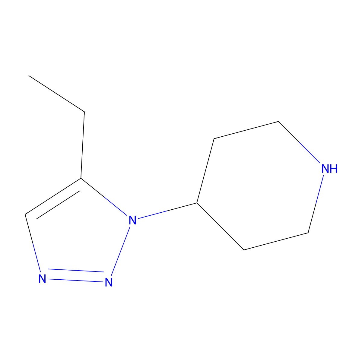 4-(5-Ethyl-1H-1,2,3-triazol-1-yl)piperidine molecular structure, CAS 1889974-95-1