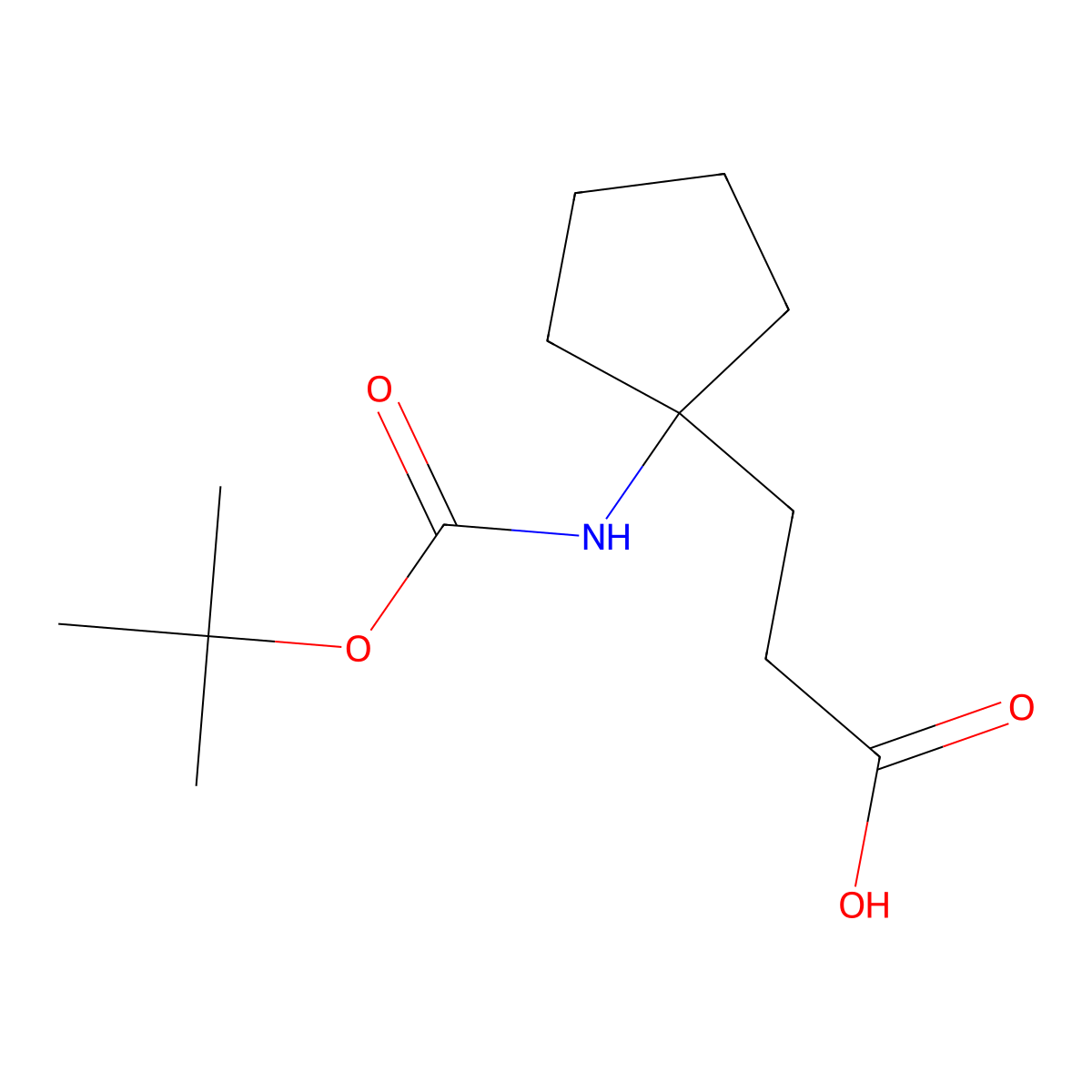 3-(1-{[(Tert-butoxy)carbonyl]amino}cyclopentyl)propanoic acid molecular structure, CAS 1889977-52-9