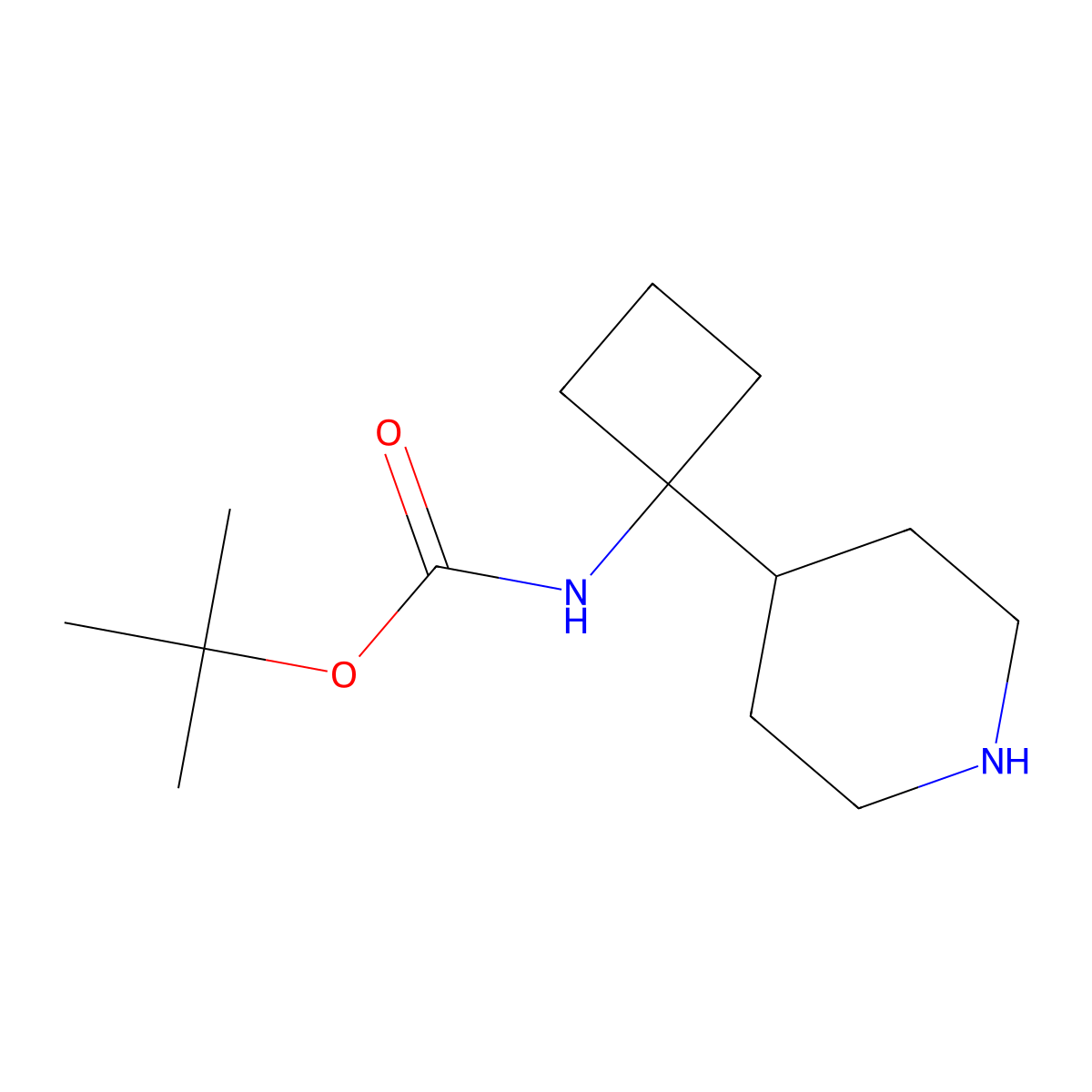 tert-butyl N-[1-(piperidin-4-yl)cyclobutyl]carbamate molecular structure, CAS 1889977-57-4