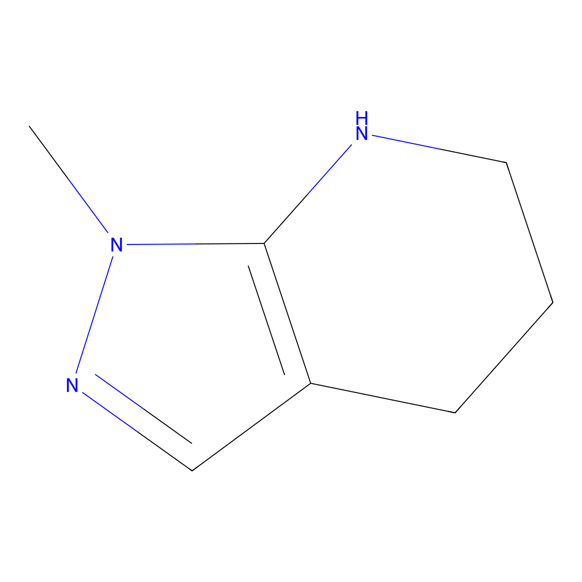 1-methyl-1H,4H,5H,6H,7H-pyrazolo(3,4-b)pyridine molecular structure, CAS 188998-38-1