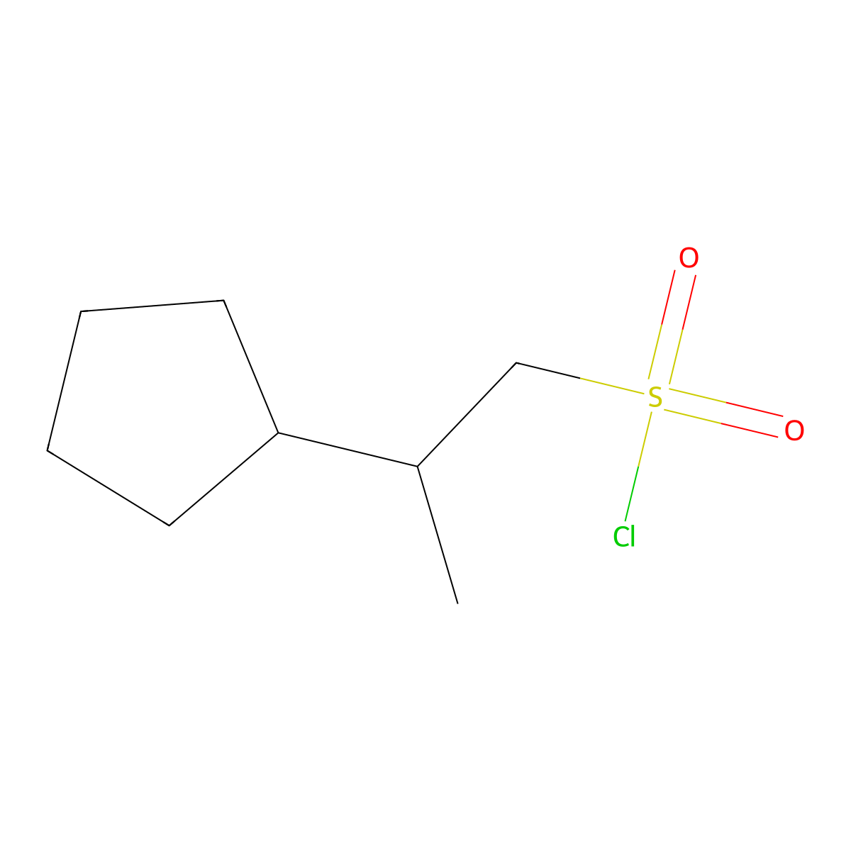 2-Cyclopentylpropane-1-sulfonyl chloride molecular structure, CAS 1889994-23-3