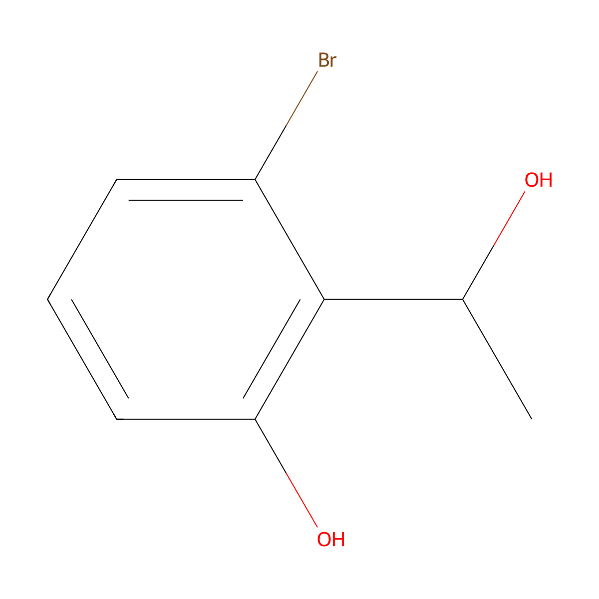 3-Bromo-2-(1-hydroxyethyl)phenol molecular structure, CAS 1889997-71-0
