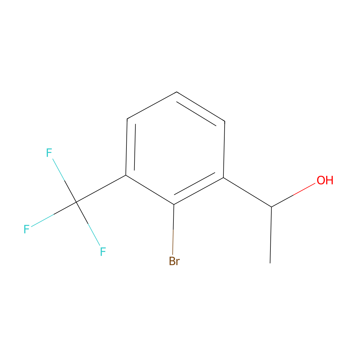 1-(2-Bromo-3-(trifluoromethyl)phenyl)ethanol molecular structure, CAS 1889997-74-3