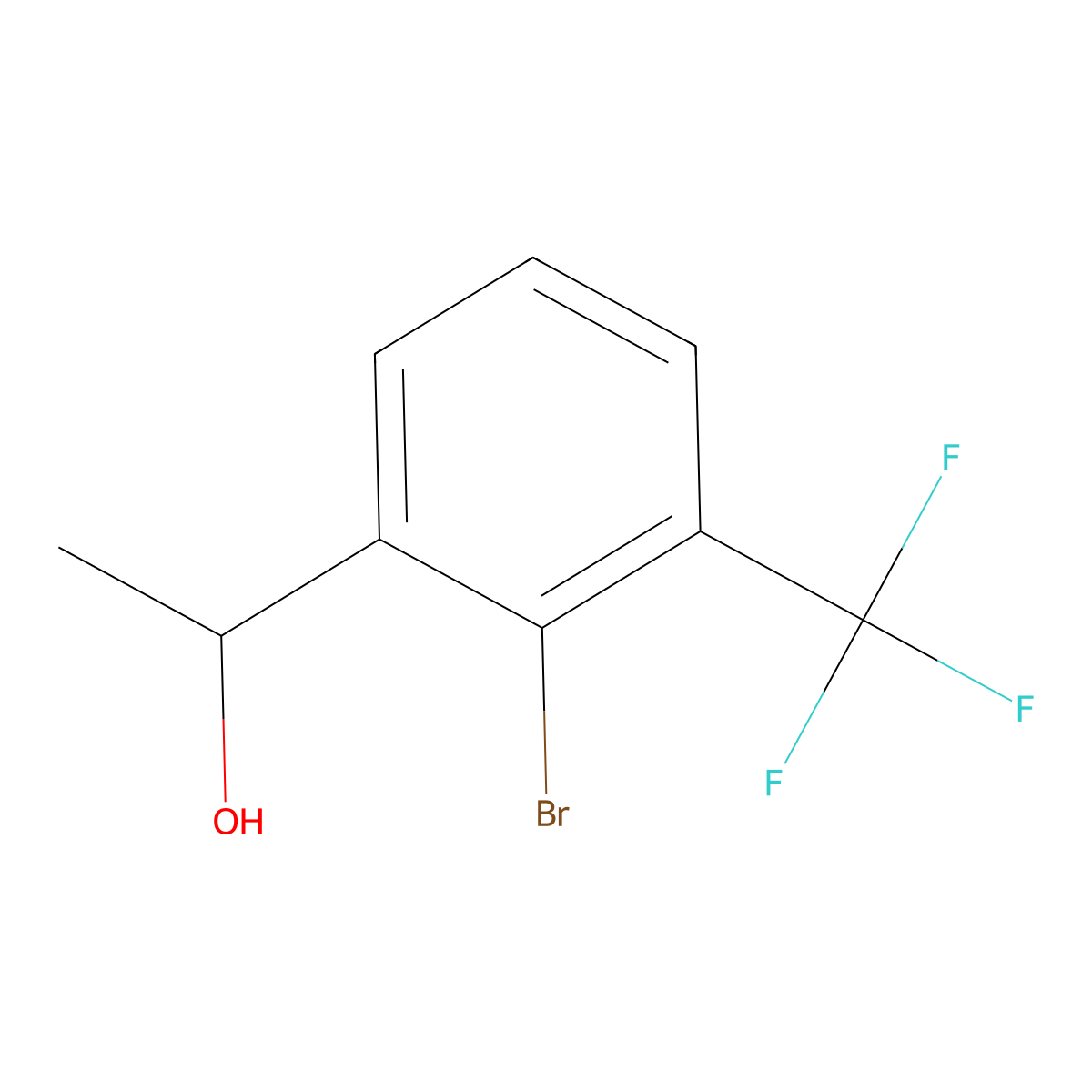 1-(2-Bromo-3-(trifluoromethyl)phenyl)ethanol molecular structure, CAS 1889997-74-3