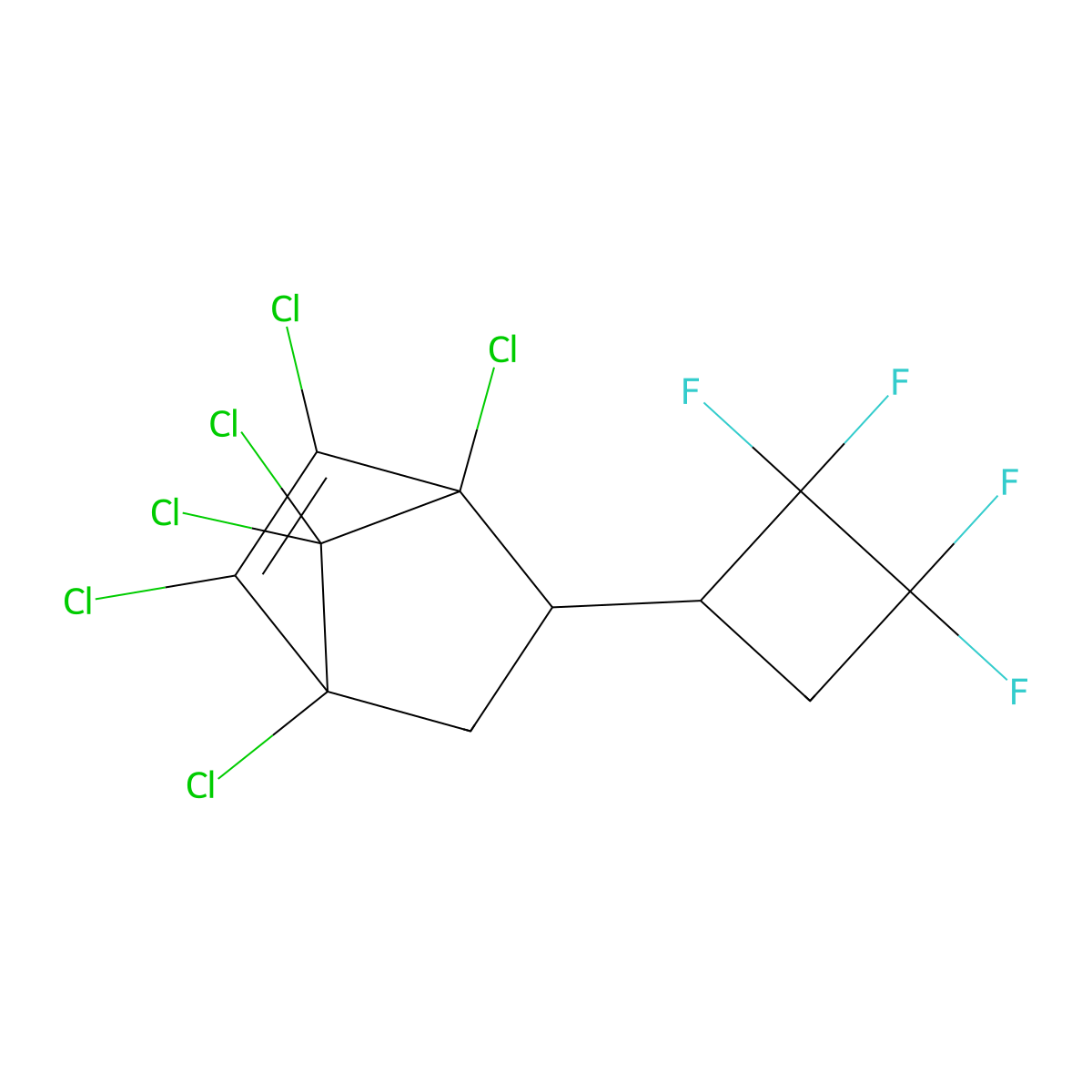 2-Norbornene, 1,2,3,4,7,7-hexachloro-5-(2,2,3,3-tetrafluorocyclobutyl)- molecular structure, CAS 1890-47-7