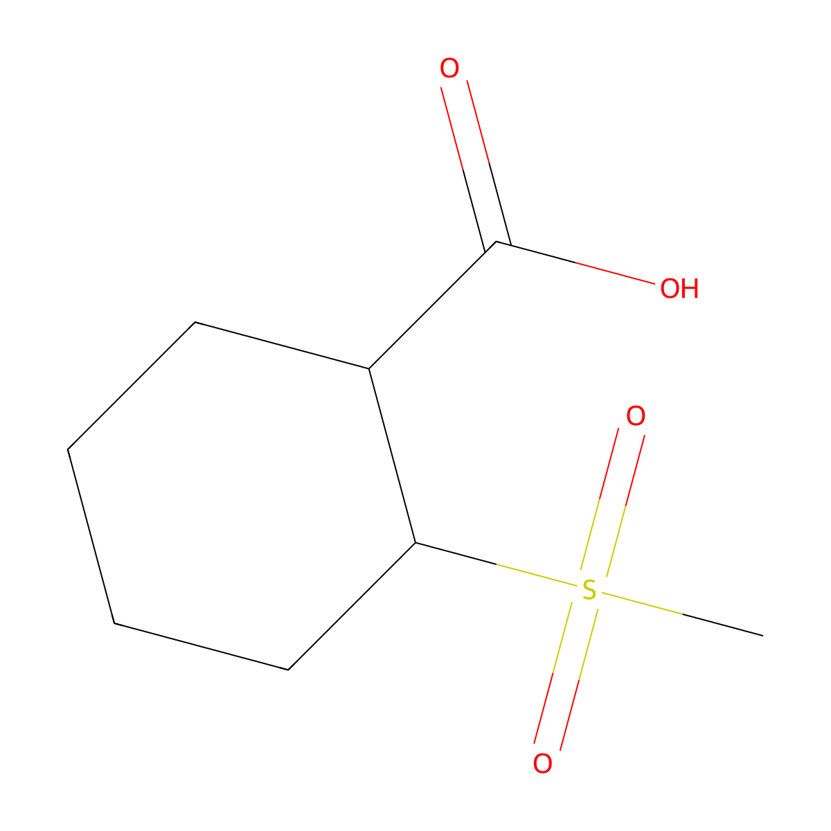 2-Methanesulfonylcyclohexane-1-carboxylic acid molecular structure, CAS 1890013-73-6