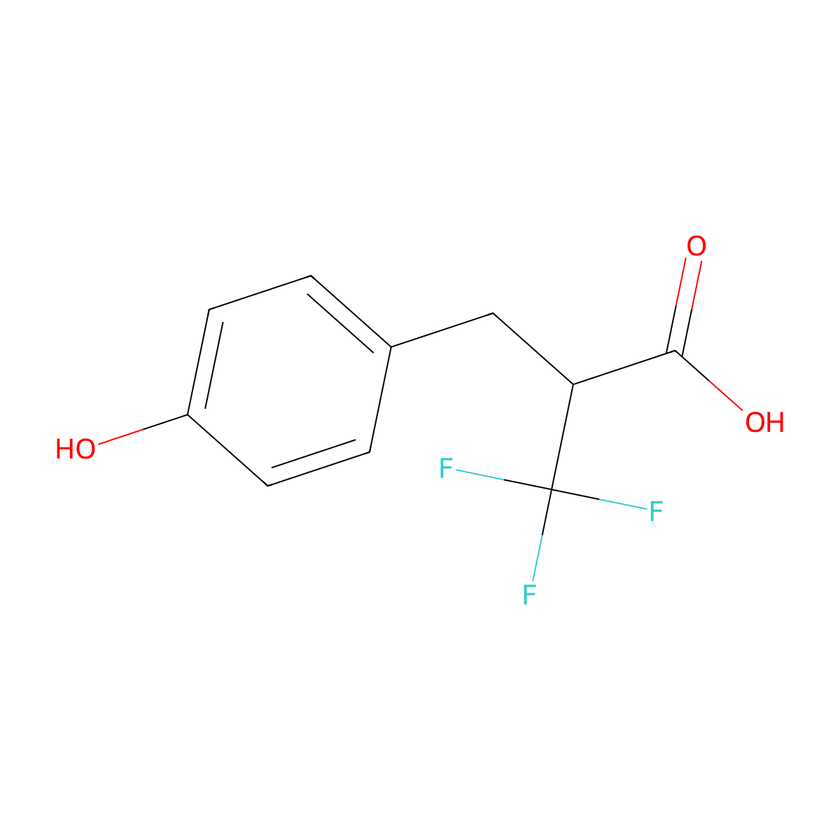 3,3,3-Trifluoro-2-[(4-hydroxyphenyl)methyl]propanoic acid molecular structure, CAS 1890024-84-6