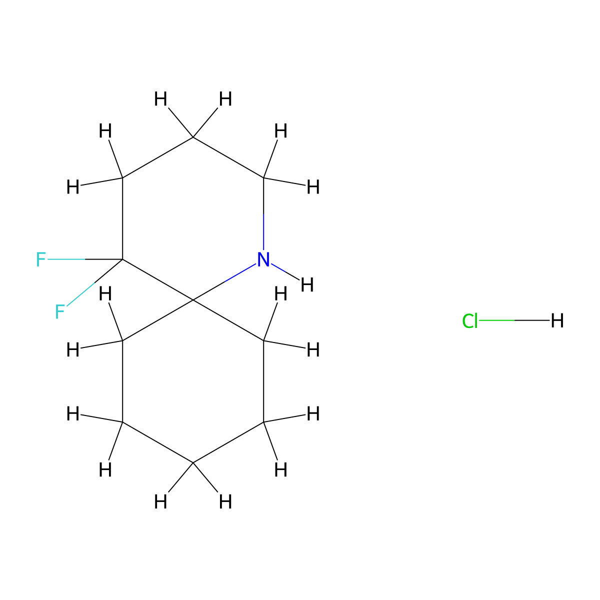 5,5-Difluoro-1-azaspiro[5.5]undecane hydrochloride molecular structure, CAS 1890029-56-7
