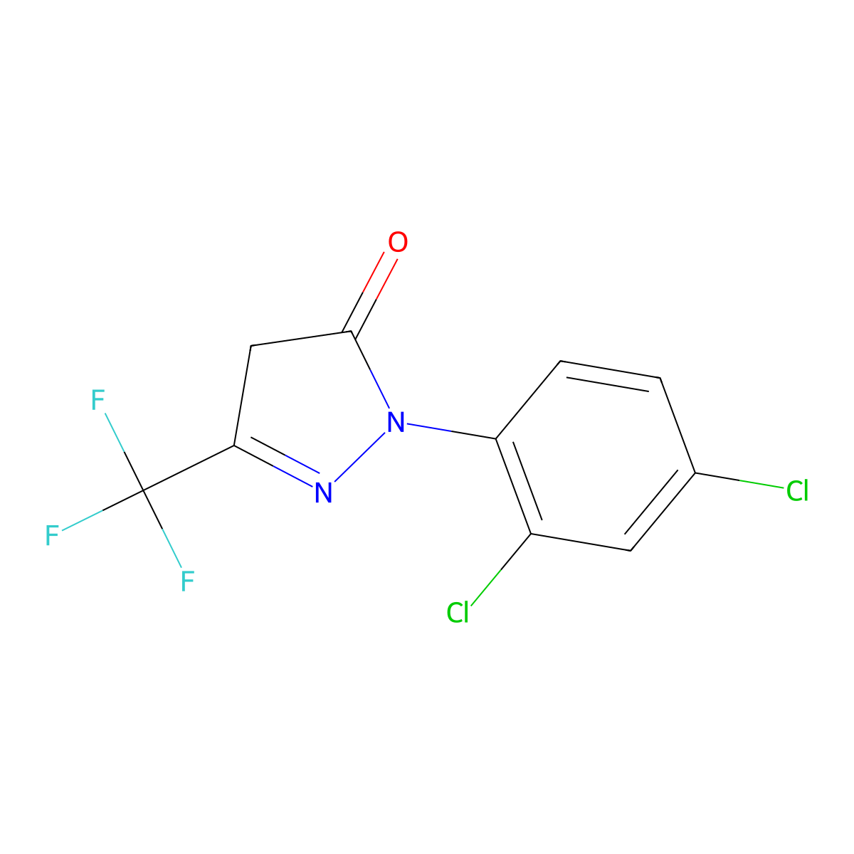 2-(2,4-dichlorophenyl)-5-(trifluoromethyl)-2,4-dihydro-3H-pyrazol-3-one molecular structure, CAS 189005-28-5