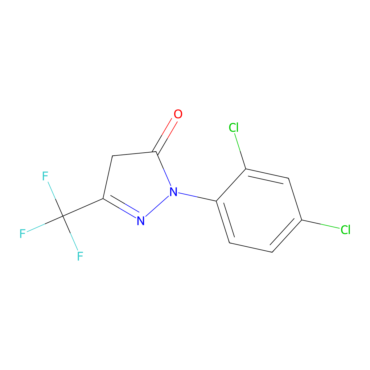 2-(2,4-dichlorophenyl)-5-(trifluoromethyl)-2,4-dihydro-3H-pyrazol-3-one molecular structure, CAS 189005-28-5