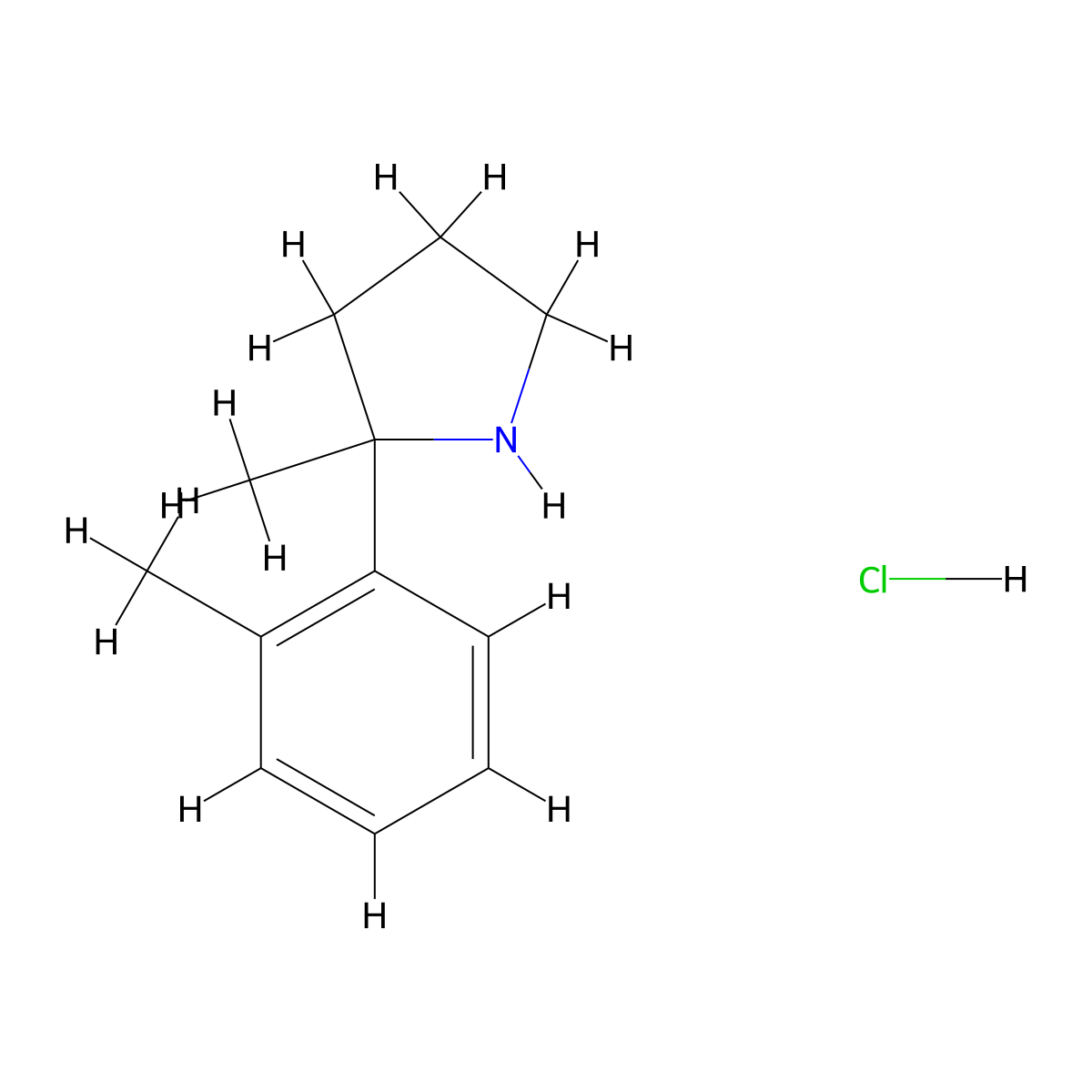 2-Methyl-2-(2-methylphenyl)pyrrolidine hydrochloride molecular structure, CAS 1890053-25-4