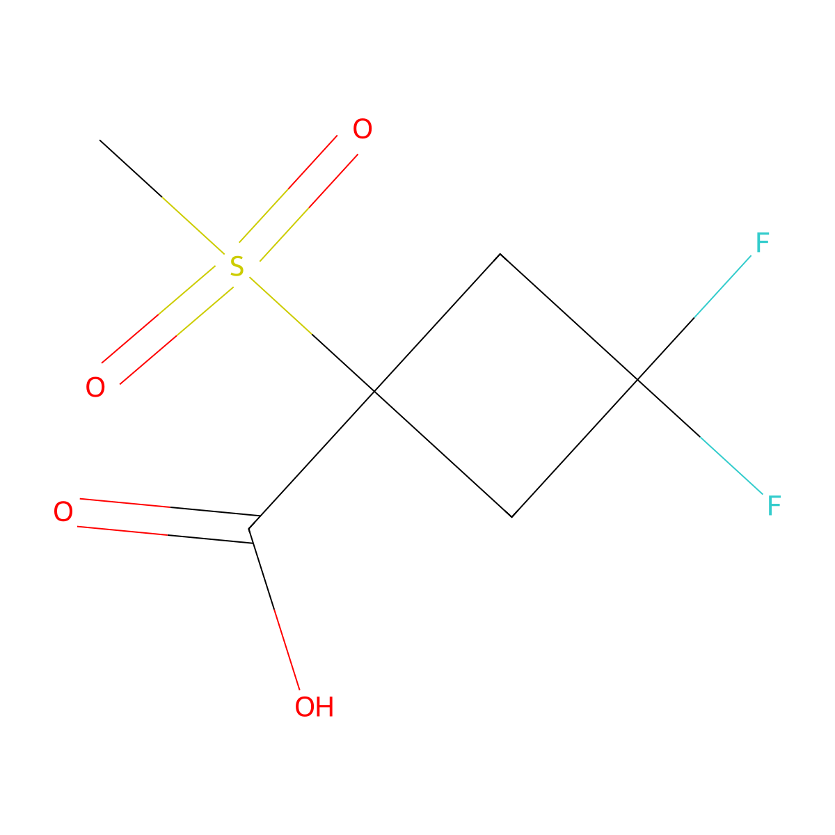 3,3-Difluoro-1-methanesulfonylcyclobutane-1-carboxylic acid molecular structure, CAS 1890057-03-0