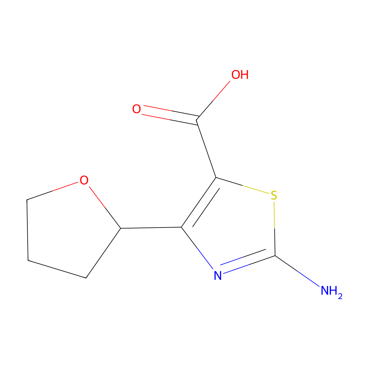 2-Amino-4-(oxolan-2-yl)-1,3-thiazole-5-carboxylic acid molecular structure, CAS 1890057-33-6