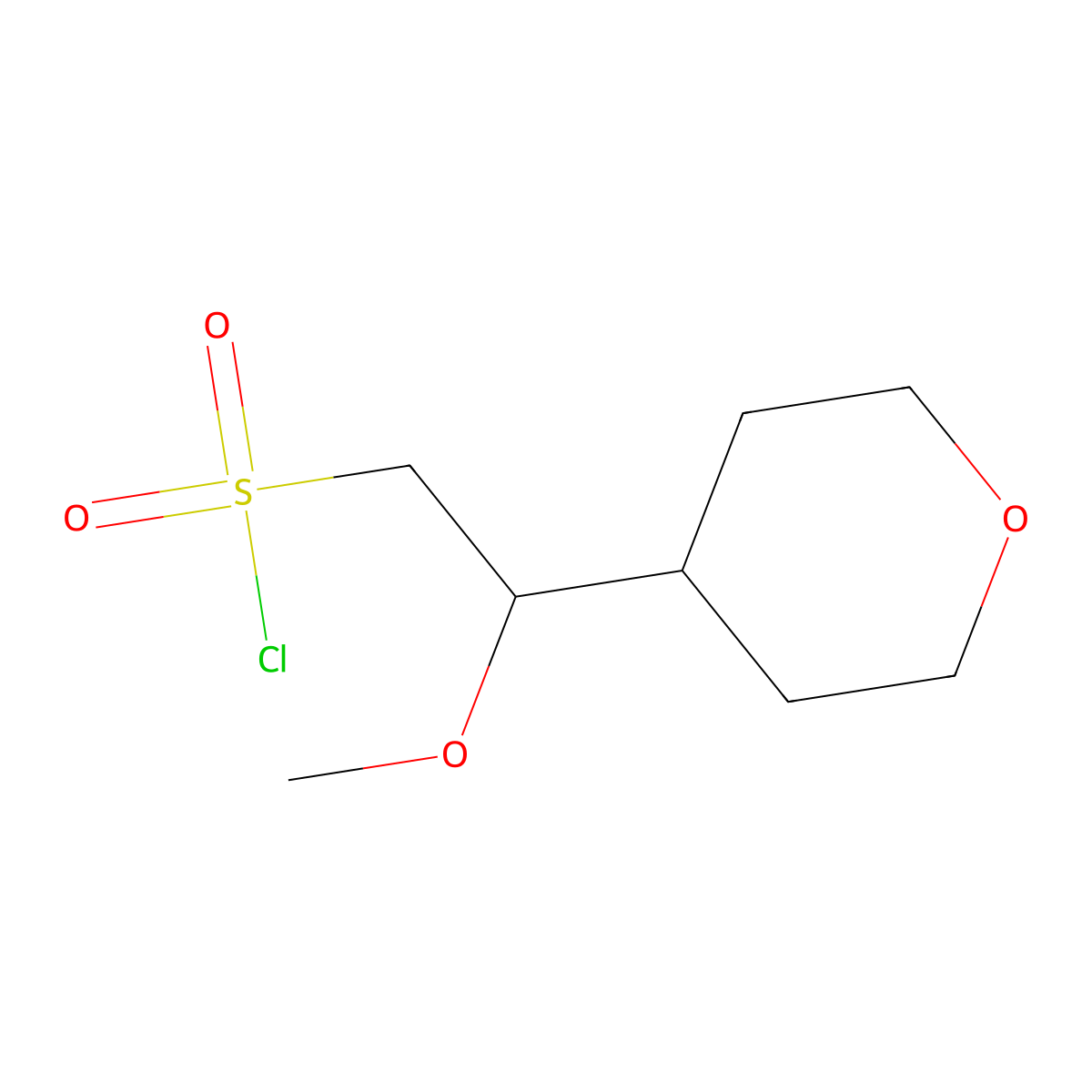 2-Methoxy-2-(oxan-4-yl)ethane-1-sulfonyl chloride molecular structure, CAS 1890073-41-2