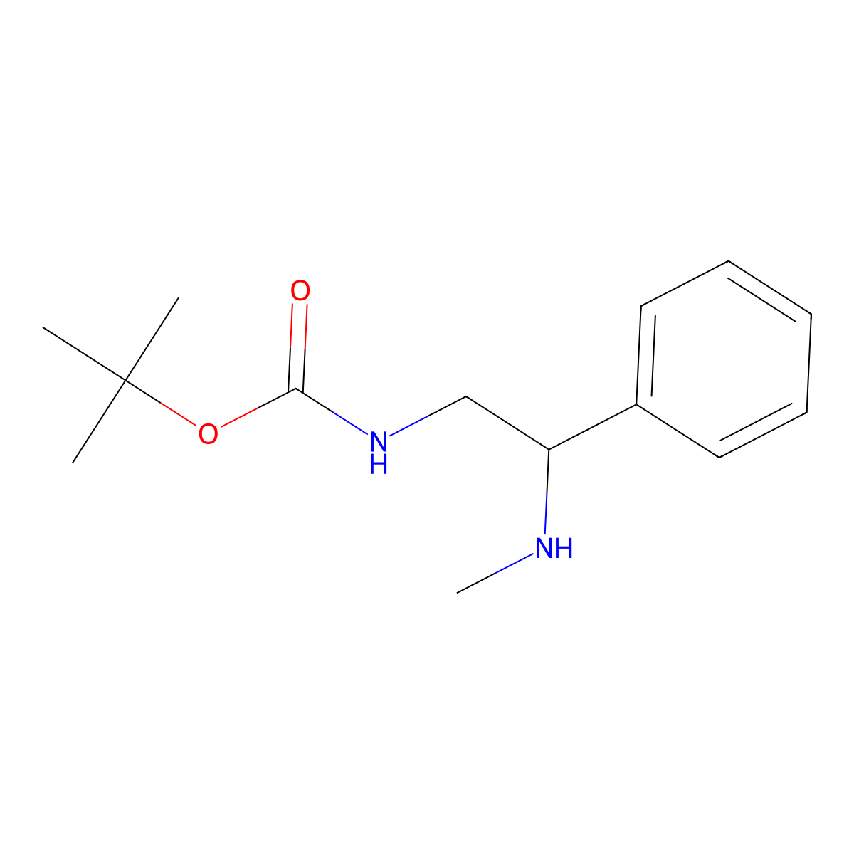 Tert-butyl N-[2-(methylamino)-2-phenylethyl]carbamate molecular structure, CAS 1890089-99-2
