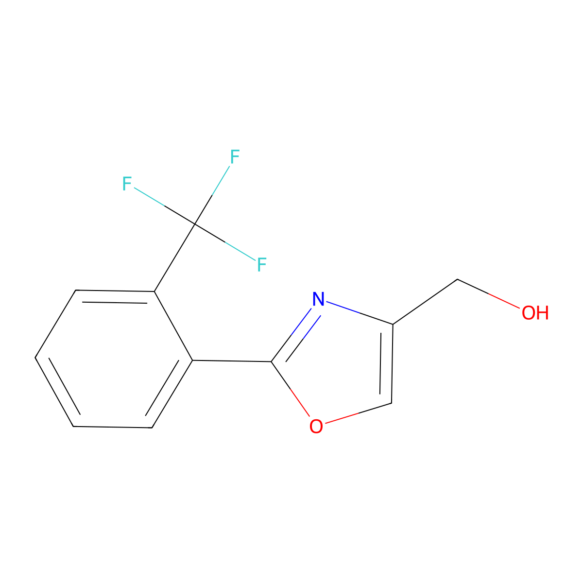 (2-(2-(Trifluoromethyl)phenyl)-1,3-oxazol-4-yl)methanol molecular structure, CAS 1890103-39-5