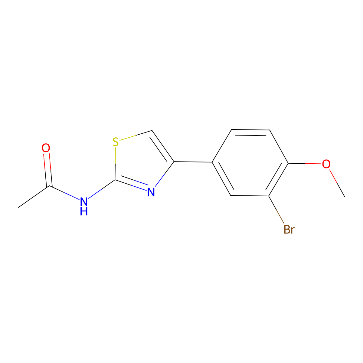 N-[4-(3-bromo-4-methoxyphenyl)-1,3-thiazol-2-yl]acetamide molecular structure, CAS 189011-11-8