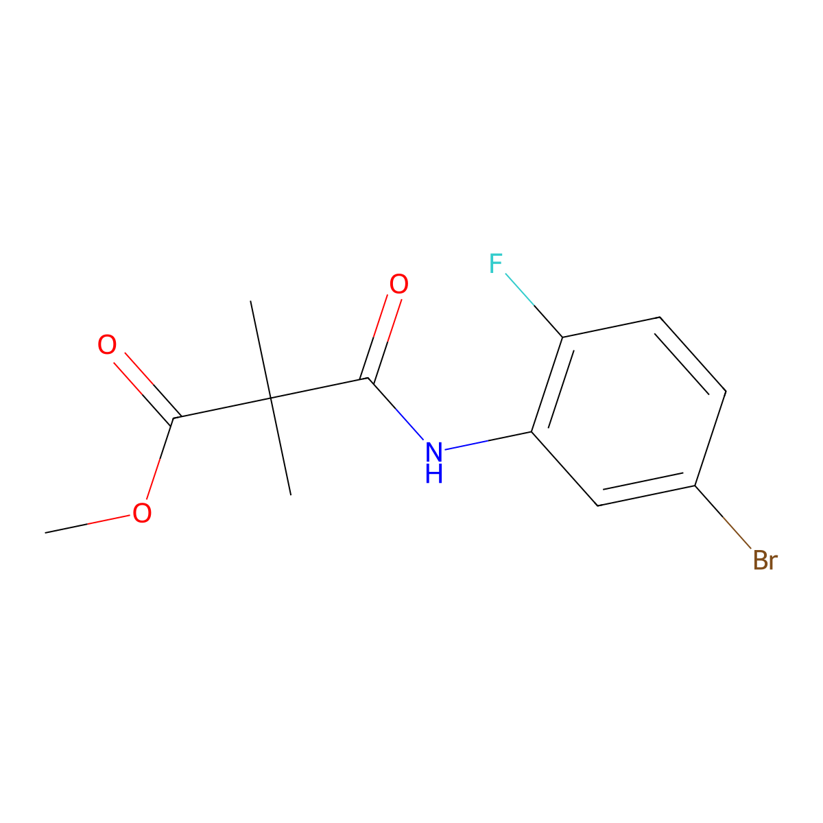 Propanoic acid, 3-[(5-bromo-2-fluorophenyl)amino]-2,2-dimethyl-3-oxo-, methyl ester molecular structure, CAS 1890113-34-4