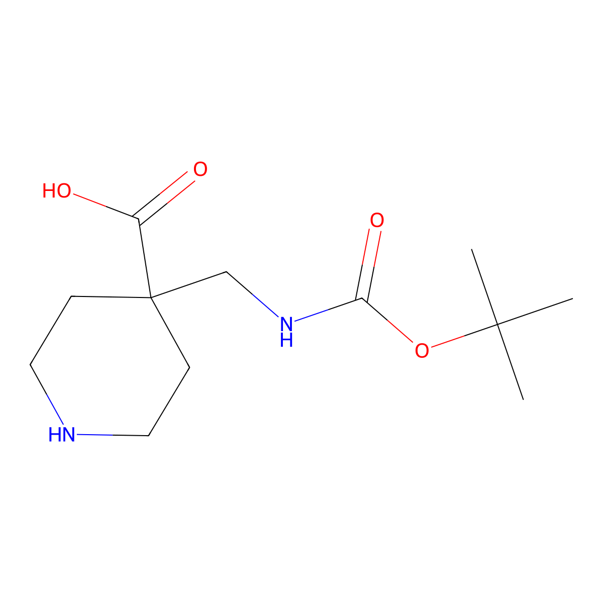 4-({[(Tert-butoxy)carbonyl]amino}methyl)piperidine-4-carboxylic acid molecular structure, CAS 1890152-67-6
