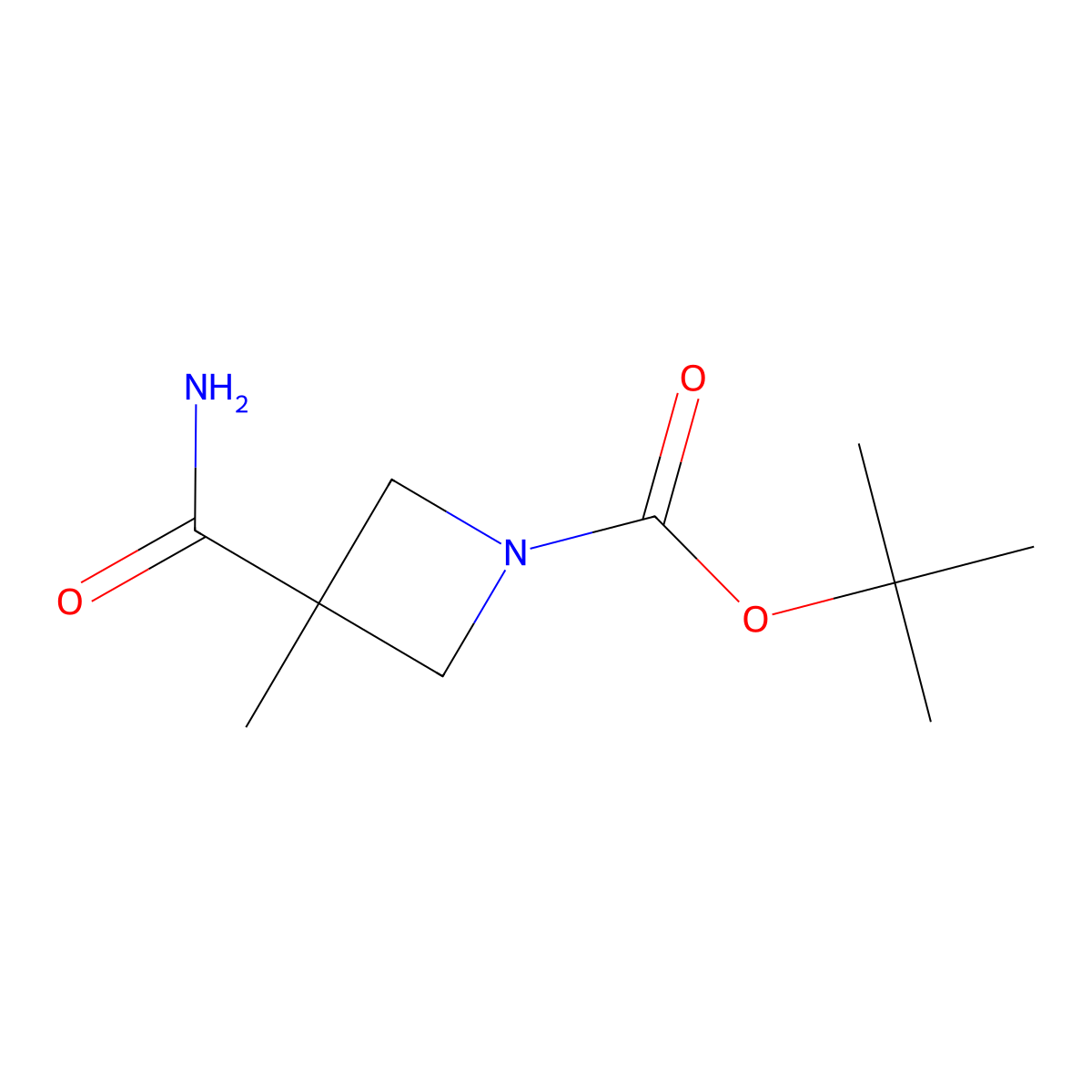 Tert-butyl 3-carbamoyl-3-methylazetidine-1-carboxylate molecular structure, CAS 1890172-67-4